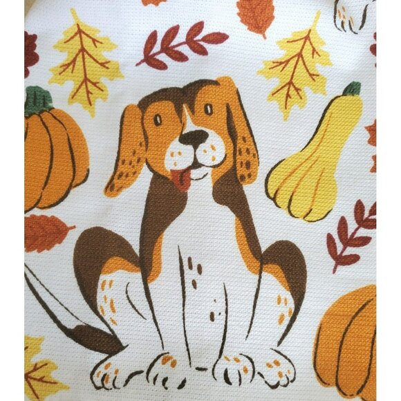 New Fall Dog Kitchen Towel Set 2-Pack Puppy Beagle Autumn Leaves Pumpkins Gourds - Picture 7 of 9